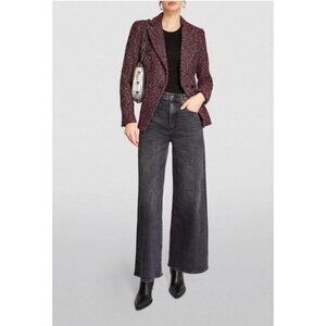 NWT RAG & BONE "Preston" Burgundy Tweed Boucle Double Breasted Blazer Jacket 2